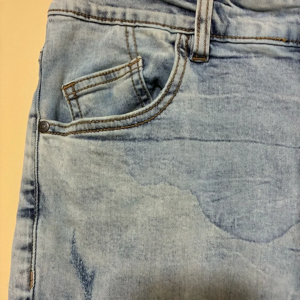 KDNK Contrast Jeans Men’s 32 Colorblock Denim Skinny 5-Pocket Distressed
